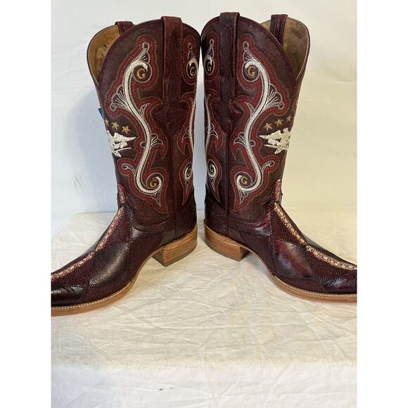 Stingray Lizard Patch Work J Toe Cowboy Boots by El General 1901 Mens Size 6 - Picture 4 of 7